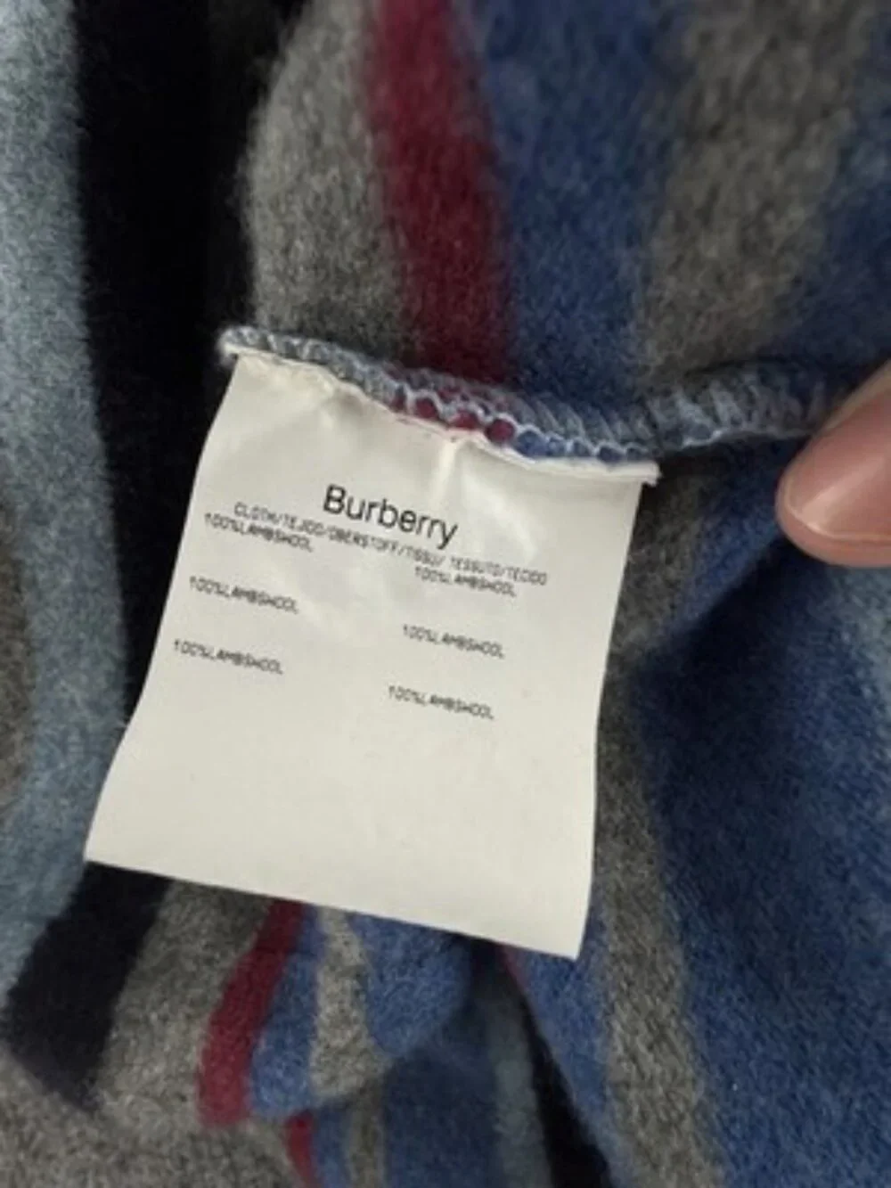 Burberry London 8 Long Sleeve Logo 1/4 Zip Striped Pullover Blue Gray Wool Mens